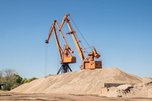 istock Port industrial cranes 2136075528