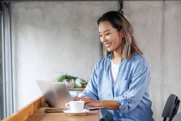 Young Chinese woman working remotely