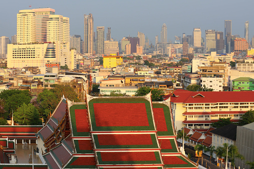 Aaerial view of Bangkok modern and old city living place in Bangkok, Thailand