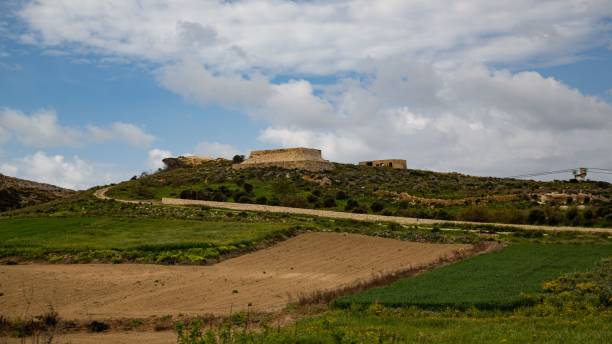 istock Old Farmhouse On Hill & Agricultural Fields. 2136132441