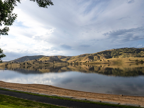 Lake Hume and rolling hills at Tallangatta, Victorian High Country