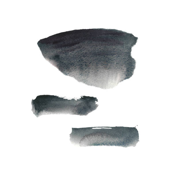 istock Black and gray hand painted watercolour stain and brush strokes. Abstract background. splash, blobs and stains brushes and textures made with watercolor. Grunge dirty shapes and silhouettes set with texture for your design 2136300528