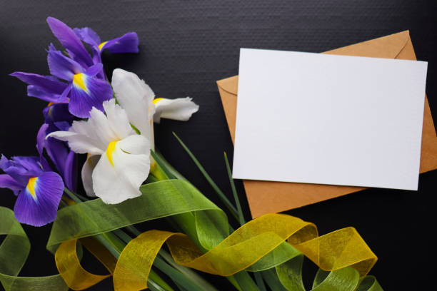 istock mockup card with a bouquet of spring irises 2136301573