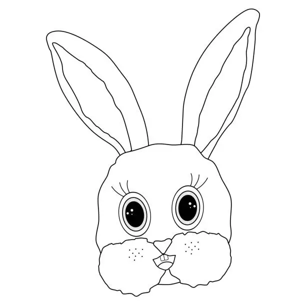 Vector illustration of Childrens coloring books. Easter bunny face