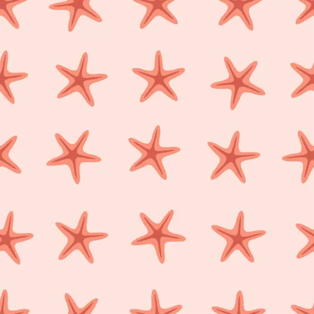 Vector illustration of Seamless pattern with starfishes. Summer seamless pattern. Vector illustration in flat style