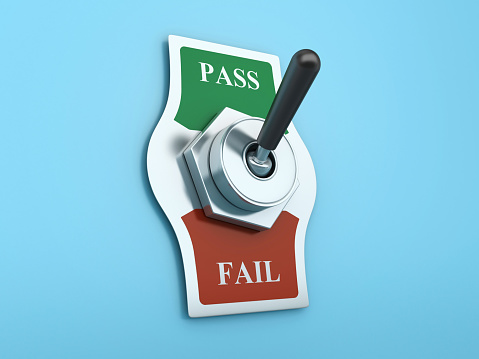 PASS FAIL Switch - Colored Background - 3D Rendering