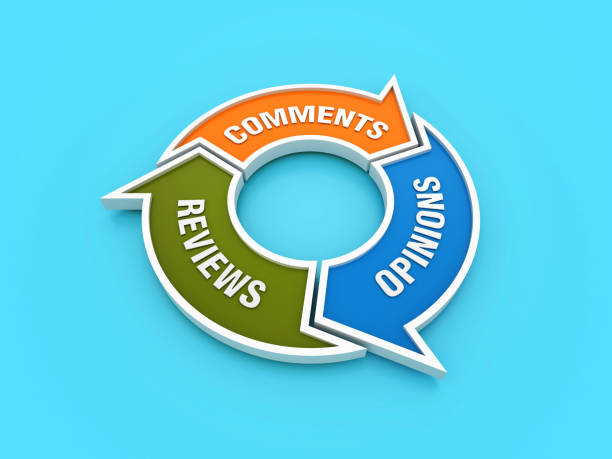 istock Circular Diagram with COMMENTS OPINIONS REVIEWS Words 2136429248