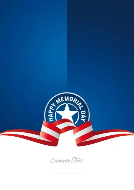 Vector illustration of Happy Memorial Day USA ribbon blue background