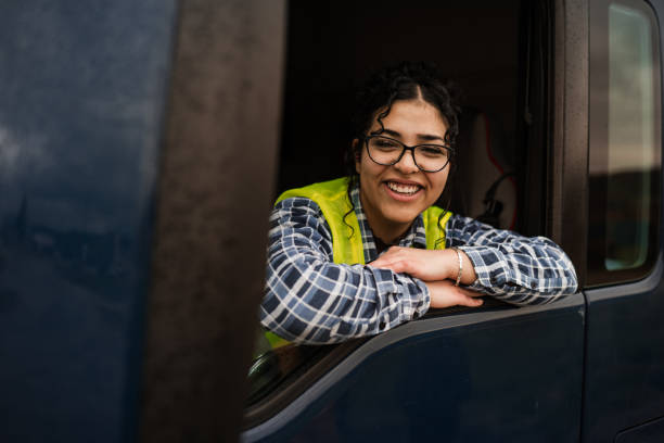 istock Female truck driver 2136452831