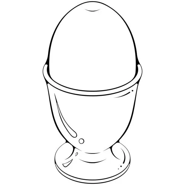 Vector illustration of Egg on a stand line art