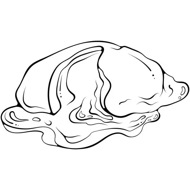 Vector illustration of Poached egg line art