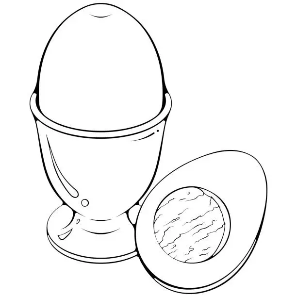 Vector illustration of Egg on a stand line art