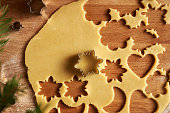 Preparation of Linzer Christmas cookies  - cutting out shapes
