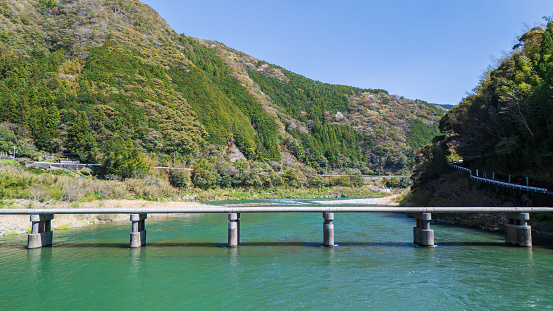 Asao Submerged Bridge in Ochi Town, Kochi Prefecture, which was the model for the movie