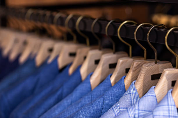 Men suits in a luxury clothing store