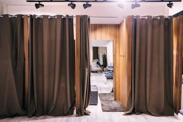 istock dressing room at european style clothes store 2136641909