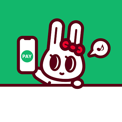Animal Characters Vector Art Illustration
A cute bunny behind the blank sign, holding a smartphone with a PAY button.