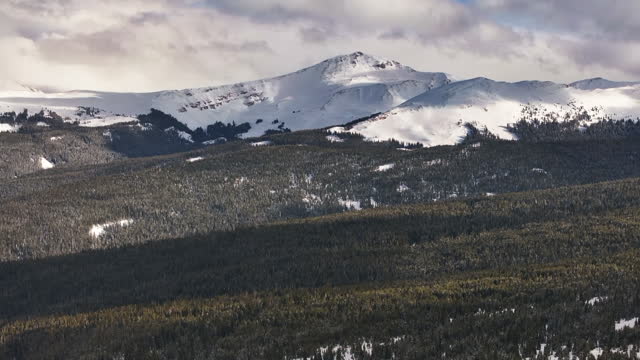 Vail Pass Colorado Rocky Mountain backcountry high altitude ski snowboard backcountry avalanche terrain peaks national forest winter spring snowy peaks evening clouds sunset forward up reveal motion