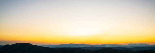 istock Panoramic beautiful sunset landscape from the forest in the national park. 2136683357