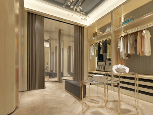 istock 3d render. Modern boutique shop interior scene. 2136689050