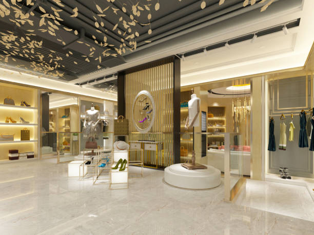 istock 3d render. Modern boutique shop interior scene. 2136691127