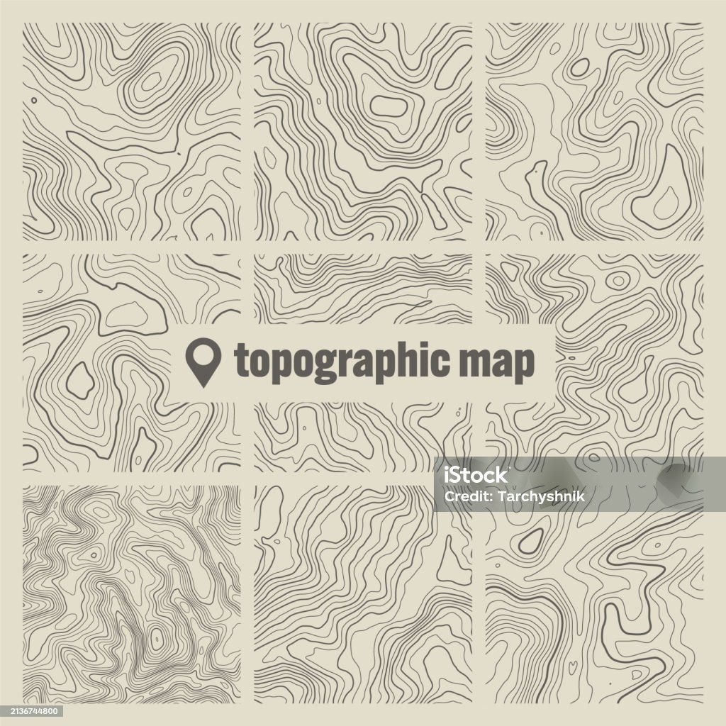 Topographic Screen Topographic Map With Contour Lines Geographic Terrain Grid Relief ...