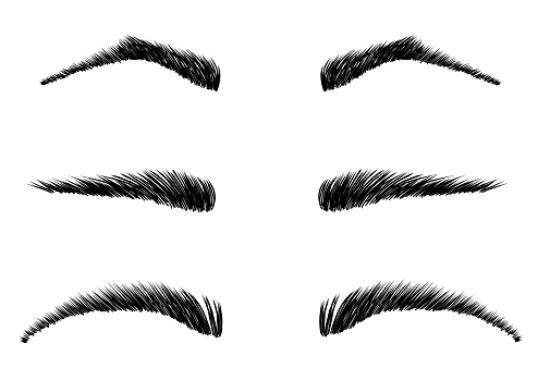 Set with female eyebrow in line style