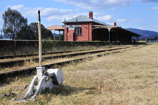 Wolwefontein, South Africa - September 09, 2019 : Railway lines leading into Wolwefontein railway station, a small village between Kirkwood and Jansenville, Eastern Cape Province