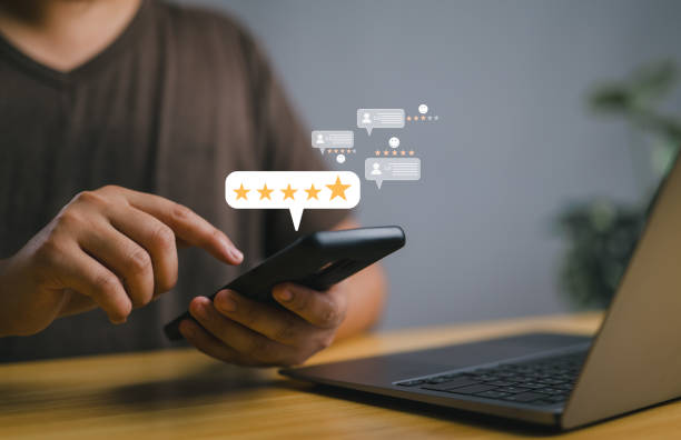 istock Customer Satisfaction Survey concept, 5-star satisfaction, service experience rating online application, customer evaluation product service quality, satisfaction feedback review, good quality most. 2136929088