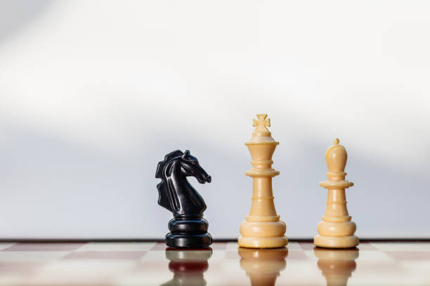 Chess pieces in successful competition, strategy, teamwork, management or leadership.