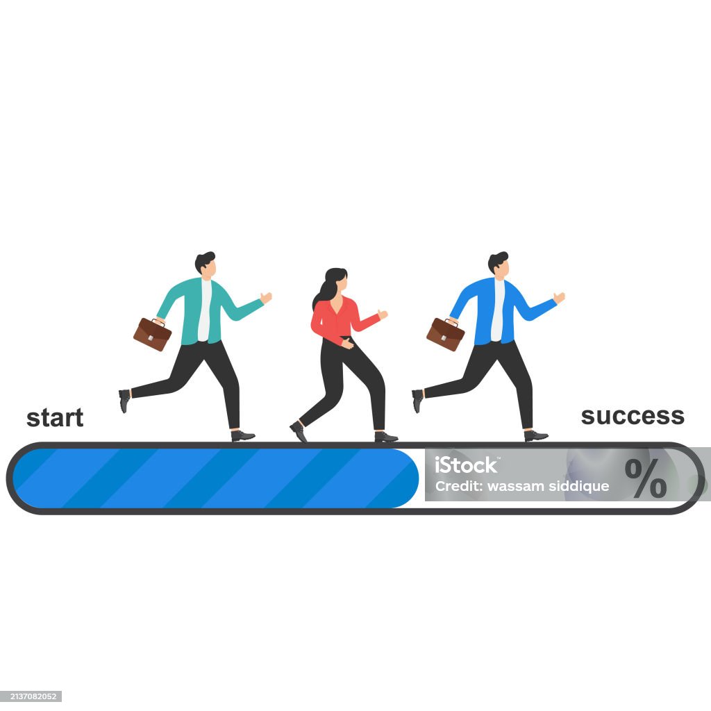 Winning Progress Challenge Your Progress And Win The Race Flat Vector Illustration Stock ...