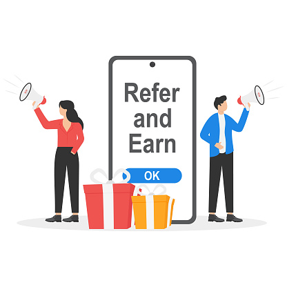 Refer and earn concepts. Business partnership strategy vector illustration
