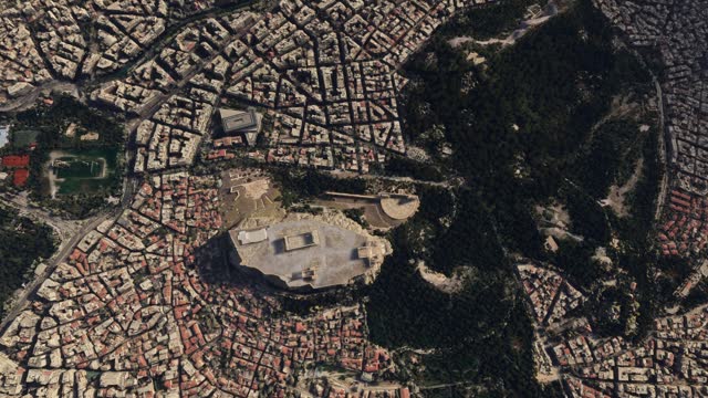 Top aerial view of the Acropolis of Athens. Greece