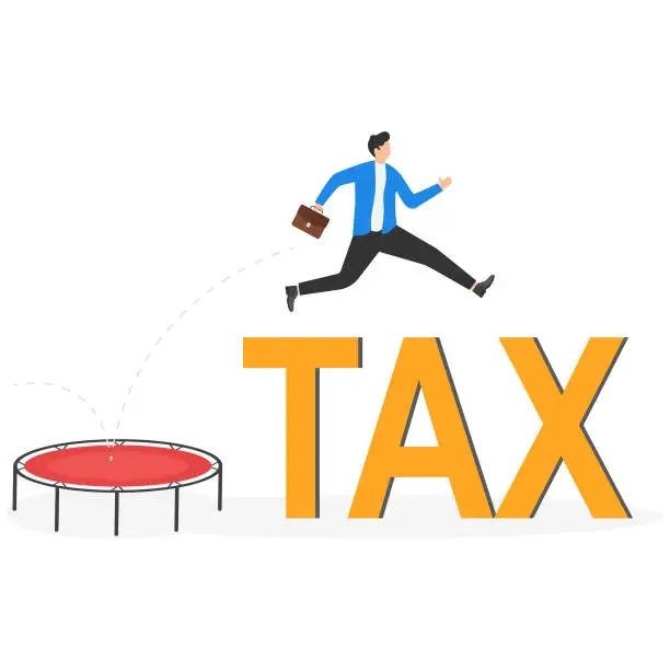 Vector illustration of Jumping from spring. Business tax concept. Flat business vector style