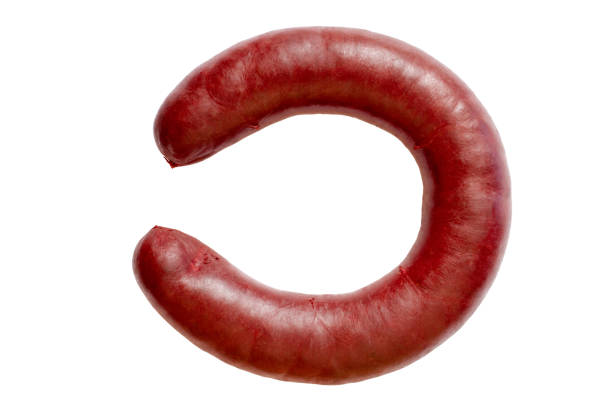 istock A ring of black pudding on a white background. 2137165032