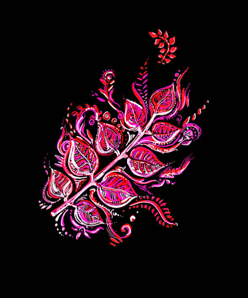 istock Different shades of pink and red decorative leaf. Isolated on black background. 2137203243