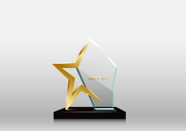 istock Realistic Blank Vector Glass Trophy Award and gold star 2137240387