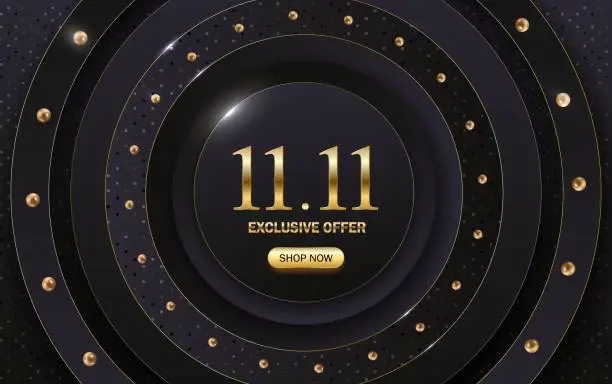 Vector illustration of 11.11 Sale luxury banner background with black and friday concept