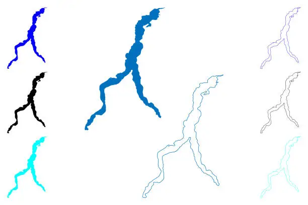Vector illustration of Lake Como (Italian Republic, Italy) map vector illustration, scribble sketch Lago di Como map