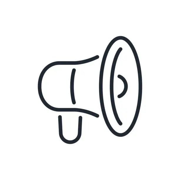 Vector illustration of Megaphone and loudspeaker editable stroke outline icon isolated on white background flat vector illustration. Pixel perfect. 64 x 64