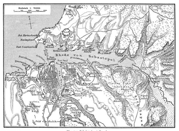plan sewastopola i okolic - 1855 stock illustrations