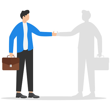 Business people are self-reliant. Agreement yourself. Vector illustration business concept