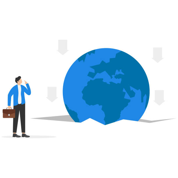 istock World economic crisis from war and geopolitical problem or threats, climate change or global warming destroying world concept, 2137328180