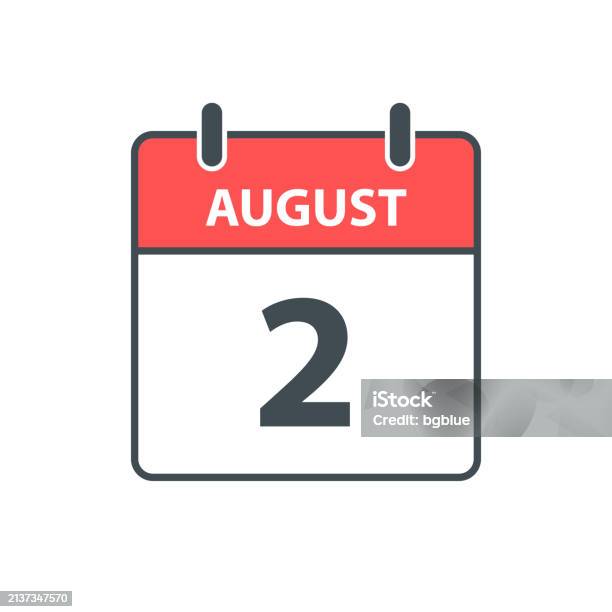 2 สิงหาคม ไอคอนปฏิทินรายวันในสไตล์การออกแบบแบนบนพื้นหลังสีขาว ภาพประกอบสต็อก - ดาวน์โหลดรูปภาพตอนนี้