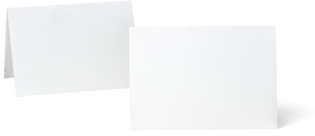 close up of a white note paper on white background