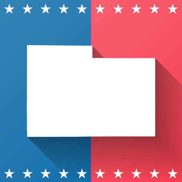 istock Laramie County, Wyoming. Map on blue and red background 2137386826