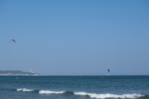 Miura Beach, where kite surfing is popular