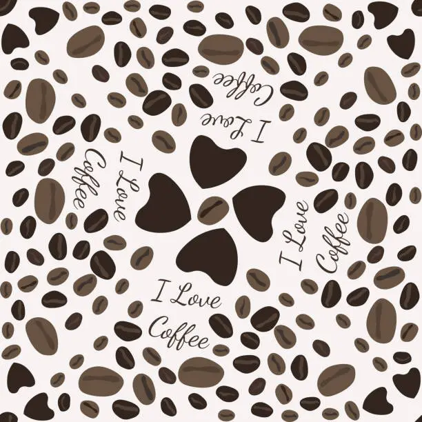 Vector illustration of Pattern with coffee and hearts