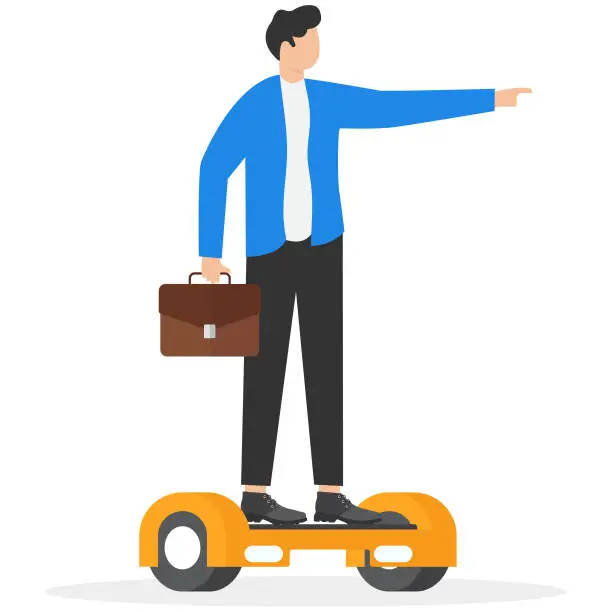 Vector illustration of Businessman riding on hoverboard. Concept business vector illustration.