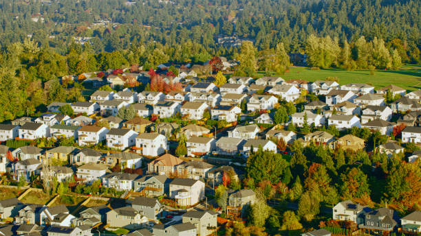 istock Nice neighbourhood surrounded by a forest in Oregon, USA 2137430668
